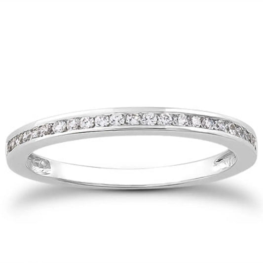 14k White Gold Slender Channel Set Diamond Wedding Ring Band Set 1/2 Around RCJ Rings  CELESTIA LUXE JEWELLERS