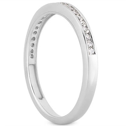 14k White Gold Slender Channel Set Diamond Wedding Ring Band Set 1/2 Around RCJ Rings  CELESTIA LUXE JEWELLERS