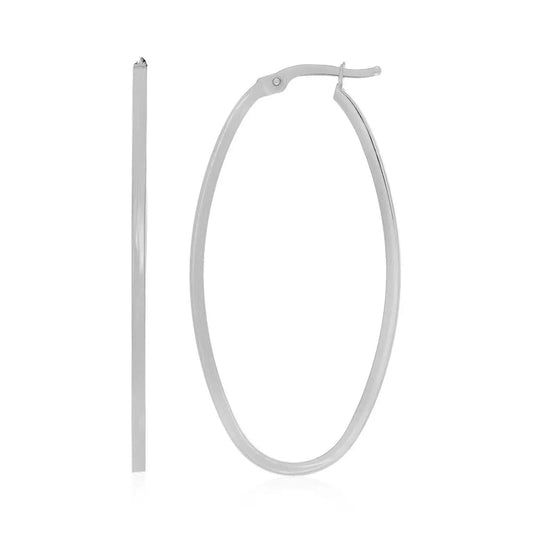 14k White Gold Slim Oval Shape Hoop Earrings RCJ Earrings  CELESTIA LUXE JEWELLERS