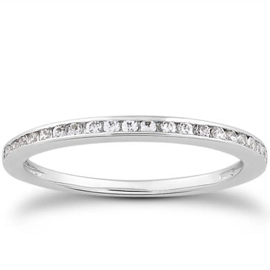 14k White Gold Slim Profile Diamond Channel Set Wedding Ring Band RCJ Rings  CELESTIA LUXE JEWELLERS