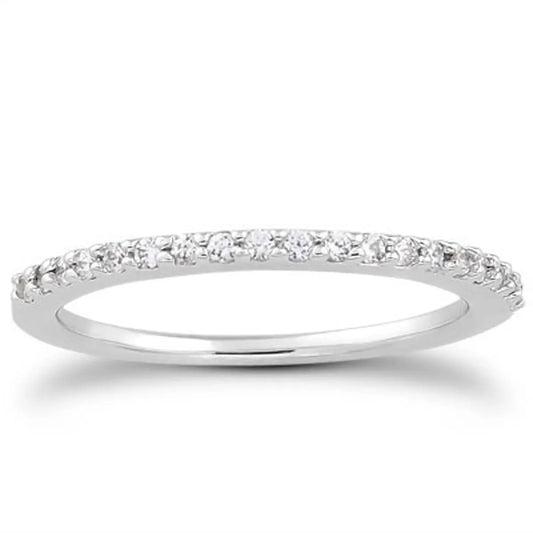 14k White Gold Slim Profile Diamond Micro Prong Diamond Wedding Ring Band RCJ Rings  CELESTIA LUXE JEWELLERS