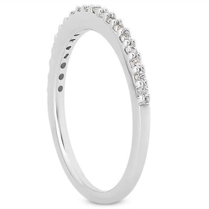 14k White Gold Slim Profile Diamond Micro Prong Diamond Wedding Ring Band RCJ Rings  CELESTIA LUXE JEWELLERS