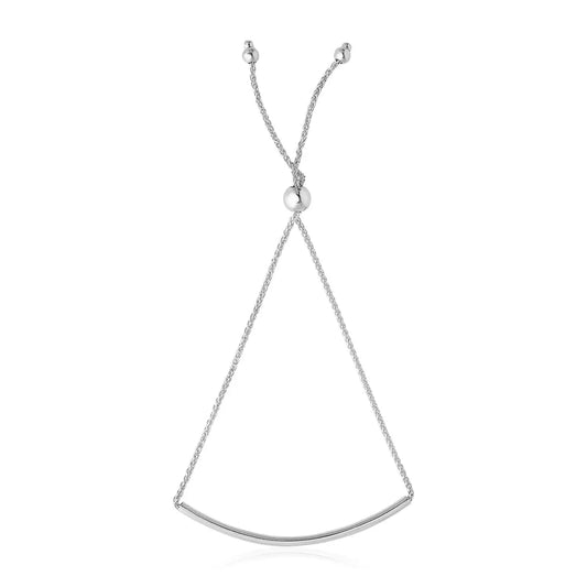 14k White Gold Smooth Curved Bar Lariat Design Bracelet (1.00 mm) RCJ Bracelets  CELESTIA LUXE JEWELLERS