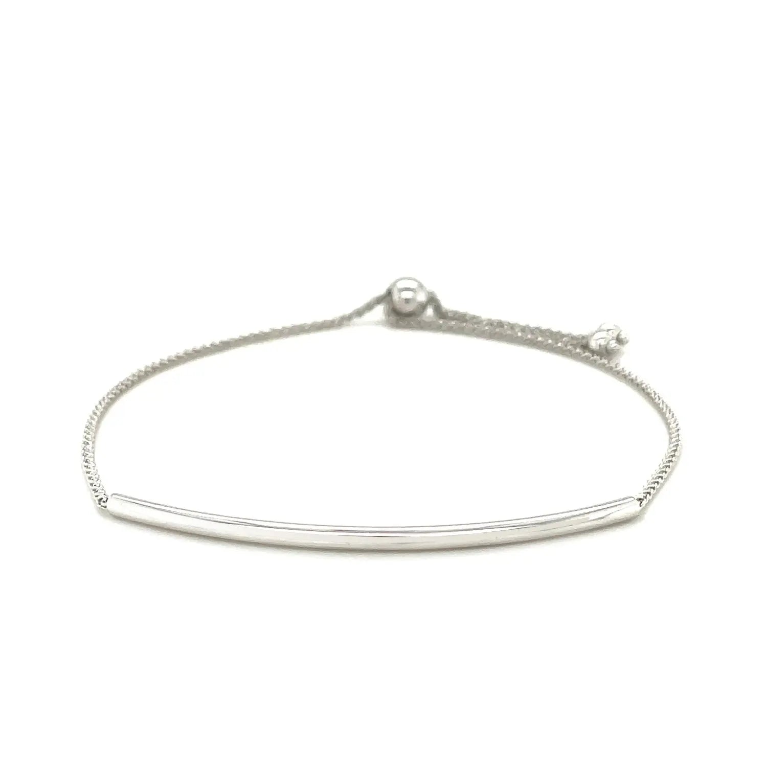 14k White Gold Smooth Curved Bar Lariat Design Bracelet (1.00 mm) RCJ Bracelets  CELESTIA LUXE JEWELLERS