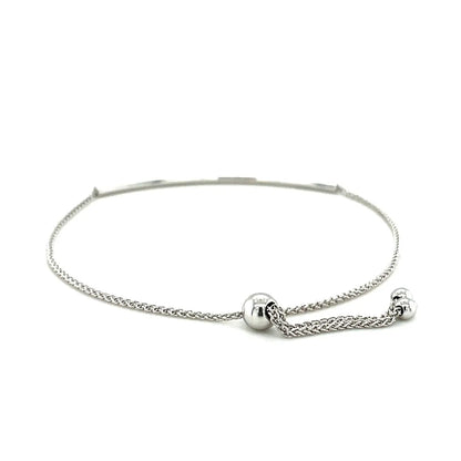14k White Gold Smooth Curved Bar Lariat Design Bracelet (1.00 mm) RCJ Bracelets  CELESTIA LUXE JEWELLERS