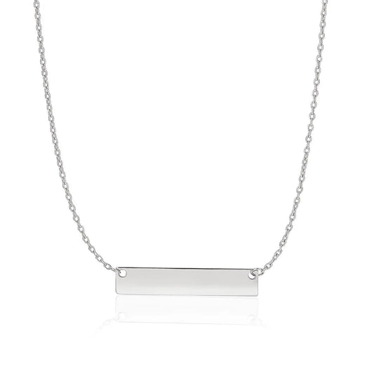 14k White Gold Smooth Flat Horizontal Bar Style Necklace RCJ Necklaces  CELESTIA LUXE JEWELLERS