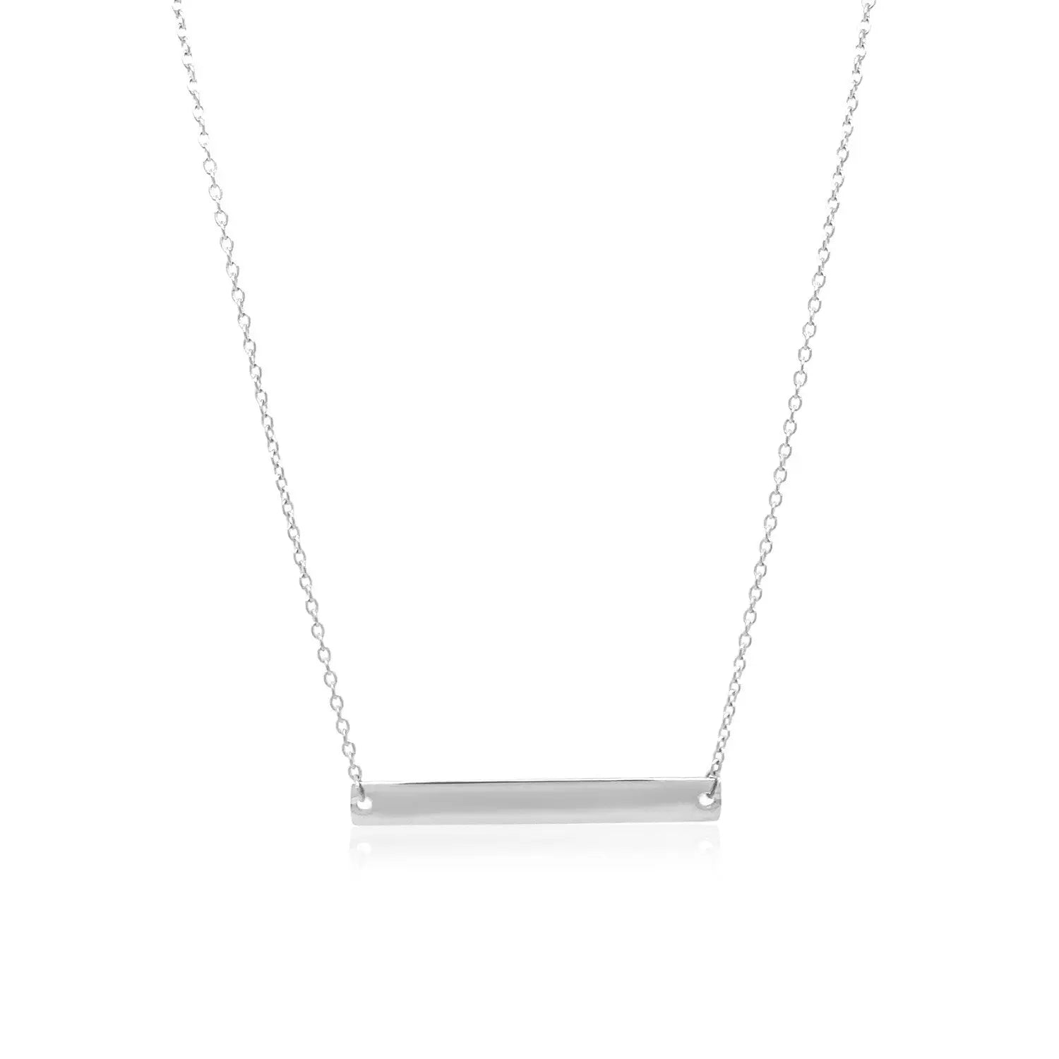 14k White Gold Smooth Flat Horizontal Bar Style Necklace RCJ Necklaces  CELESTIA LUXE JEWELLERS