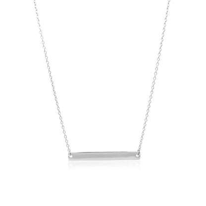 14k White Gold Smooth Flat Horizontal Bar Style Necklace RCJ Necklaces  CELESTIA LUXE JEWELLERS