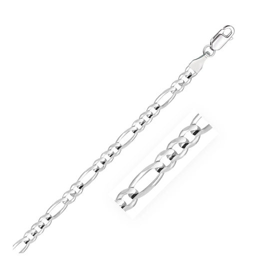 14k White Gold Solid Figaro Bracelet (4.50 mm) RCJ Bracelets  CELESTIA LUXE JEWELLERS