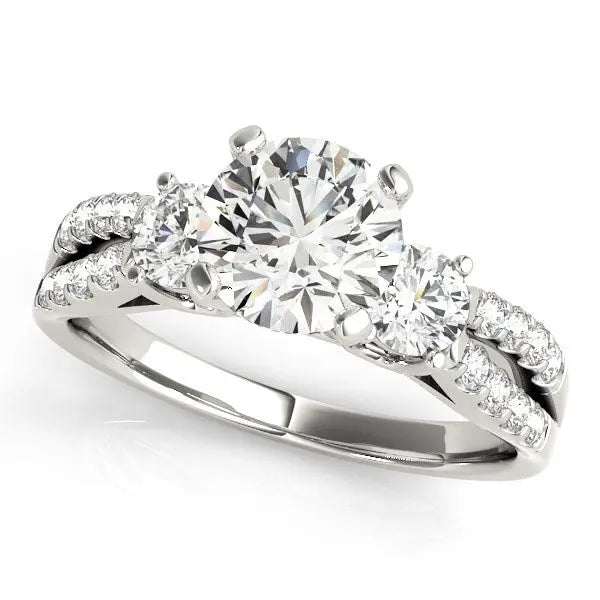 14k White Gold Split Shank 3 Stone Round Diamond Engagement Ring (2 cttw) RCJ Rings  CELESTIA LUXE JEWELLERS