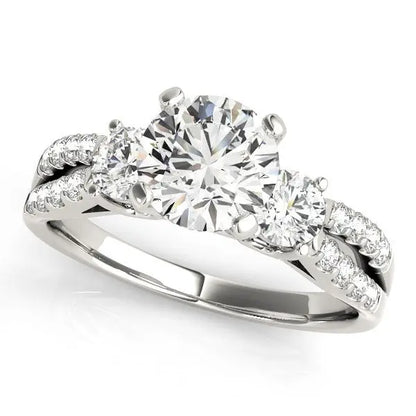 14k White Gold Split Shank 3 Stone Round Diamond Engagement Ring (2 cttw) RCJ Rings  CELESTIA LUXE JEWELLERS