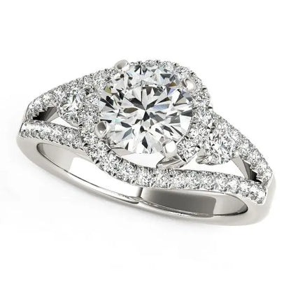14k White Gold Split Shank Halo Bypass Diamond Engagement Ring (1 3/4 cttw) RCJ Rings  CELESTIA LUXE JEWELLERS