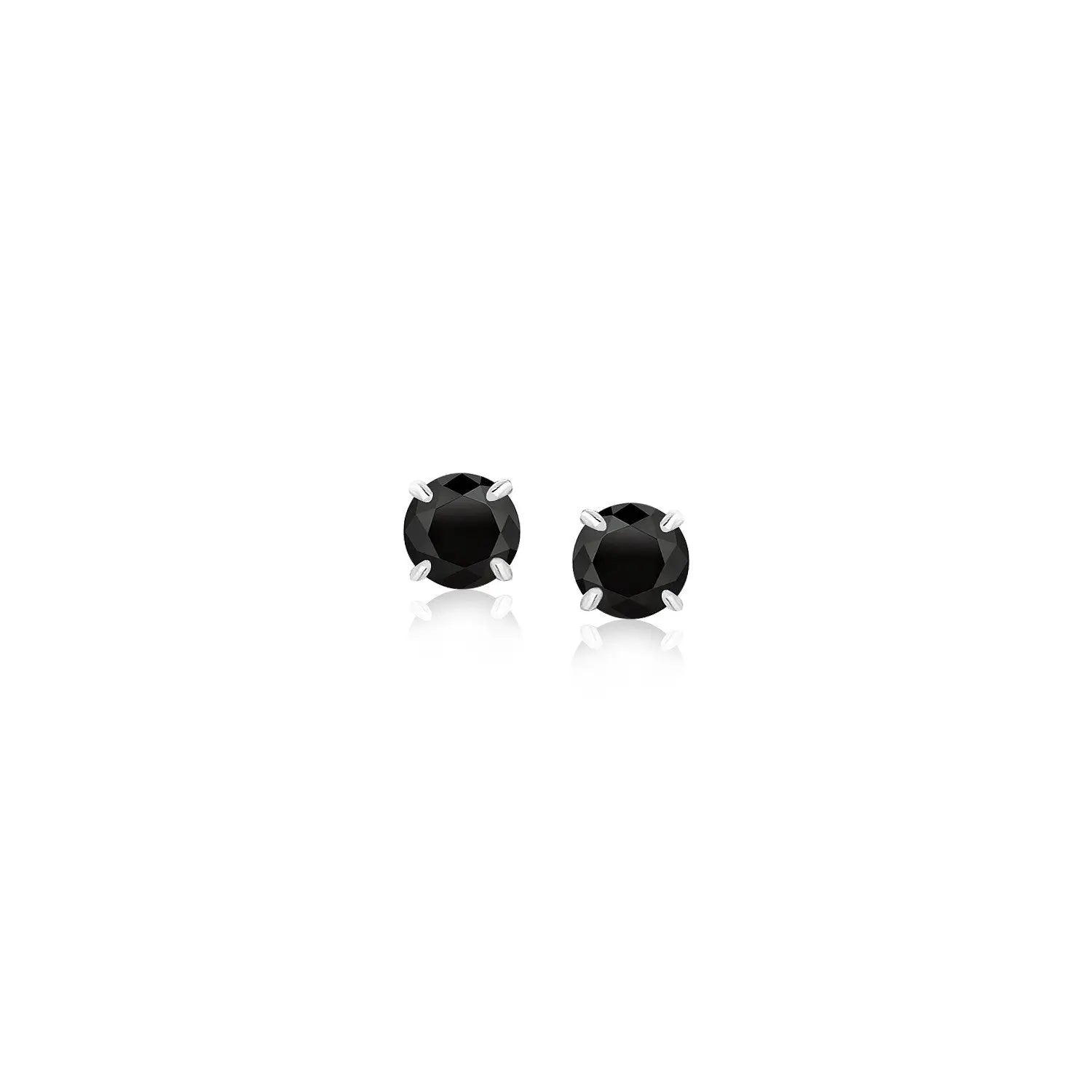 14k White Gold Stud Earrings with Black Cubic Zirconia(4mm) RCJ Earrings  CELESTIA LUXE JEWELLERS