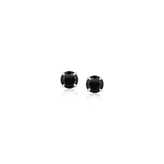 14k White Gold Stud Earrings with Black Cubic Zirconia(4mm) RCJ Earrings  CELESTIA LUXE JEWELLERS