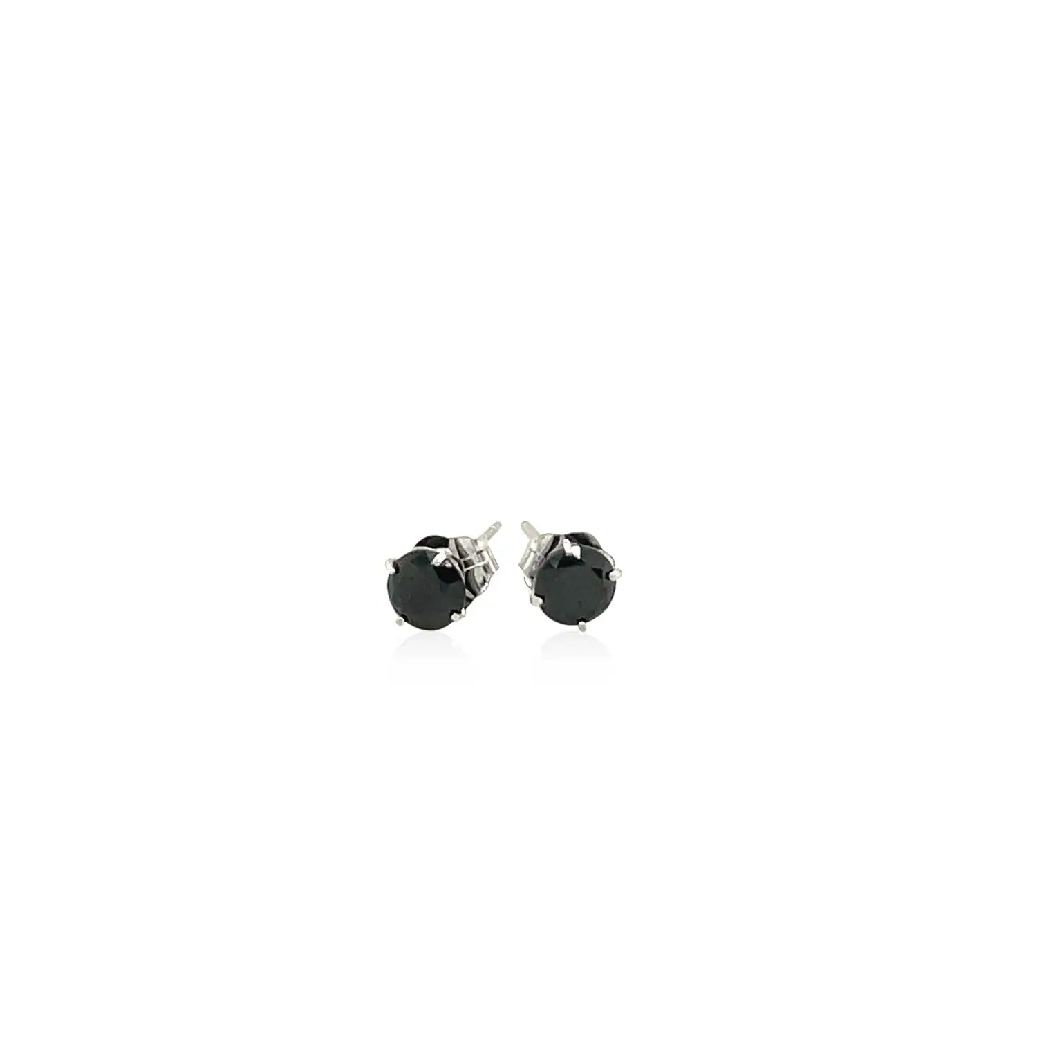 14k White Gold Stud Earrings with Black Cubic Zirconia(4mm) RCJ Earrings  CELESTIA LUXE JEWELLERS