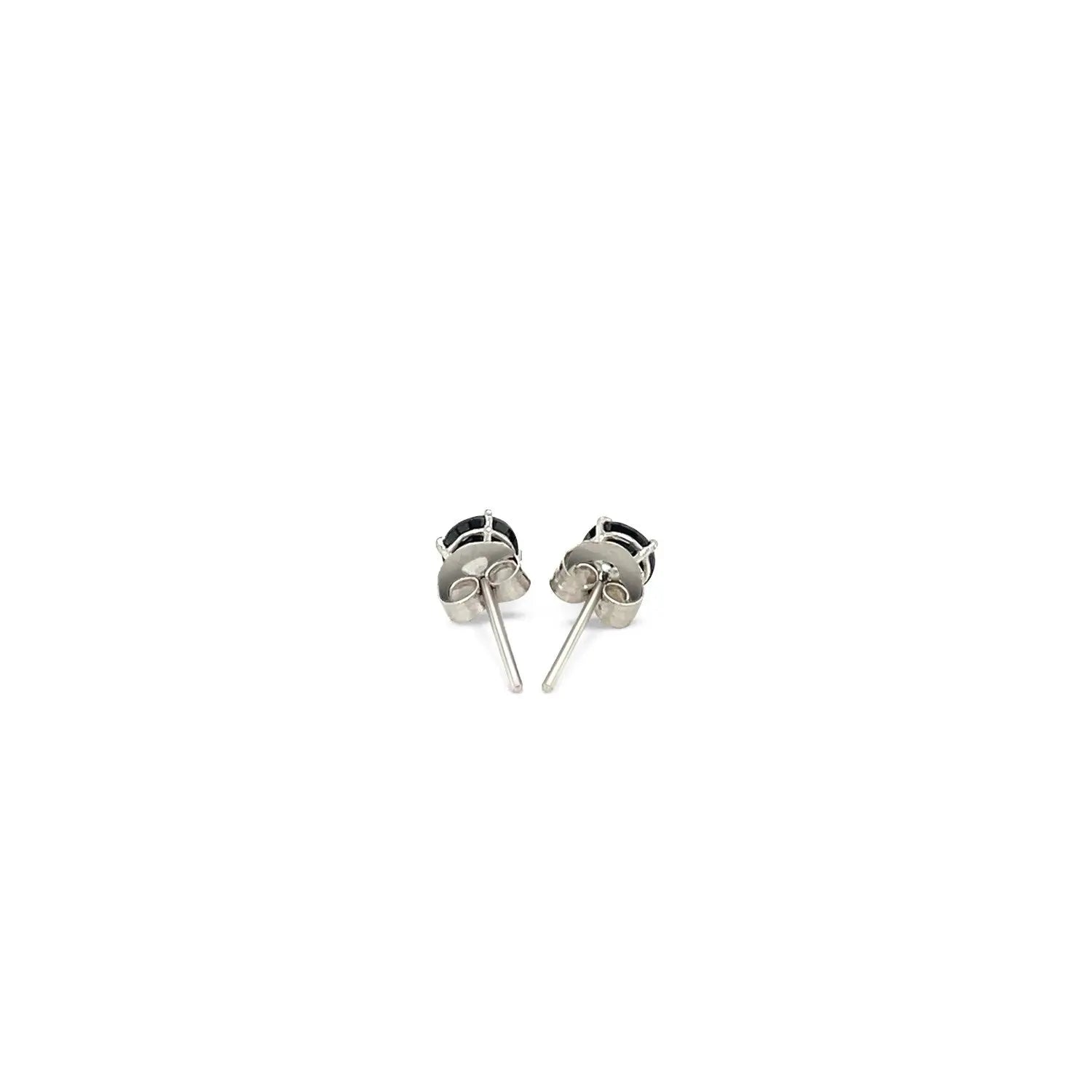 14k White Gold Stud Earrings with Black Cubic Zirconia(4mm) RCJ Earrings  CELESTIA LUXE JEWELLERS