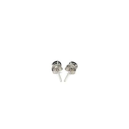 14k White Gold Stud Earrings with Black Cubic Zirconia(4mm) RCJ Earrings  CELESTIA LUXE JEWELLERS