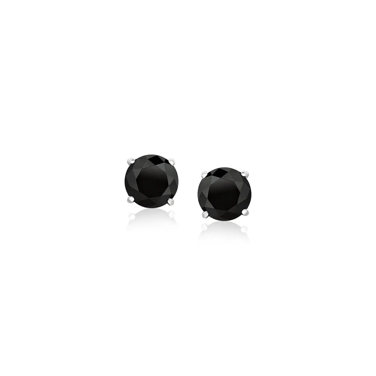 14k White Gold Stud Earrings with Black Faceted Cubic Zirconia(5mm) RCJ Earrings  CELESTIA LUXE JEWELLERS