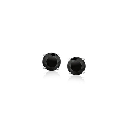 14k White Gold Stud Earrings with Black Faceted Cubic Zirconia(5mm) RCJ Earrings  CELESTIA LUXE JEWELLERS
