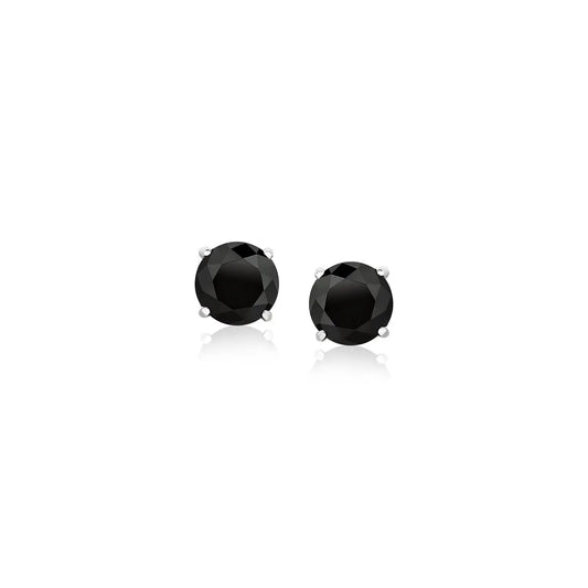 14k White Gold Stud Earrings with Black Faceted Cubic Zirconia(5mm) RCJ Earrings  CELESTIA LUXE JEWELLERS