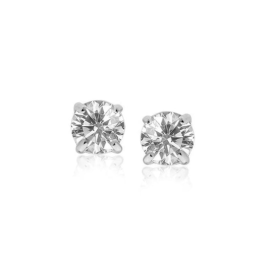 14k White Gold Stud Earrings with White Hue Faceted Cubic Zirconia(6mm) RCJ Earrings  CELESTIA LUXE JEWELLERS