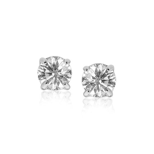 14k White Gold Stud Earrings with White Hue Faceted Cubic Zirconia(7mm) RCJ Earrings  CELESTIA LUXE JEWELLERS