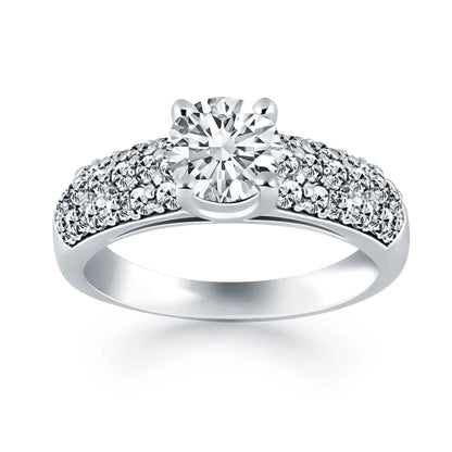 14k White Gold Tapered Pave Diamond Wide Band Engagement Ring RCJ Rings  CELESTIA LUXE JEWELLERS