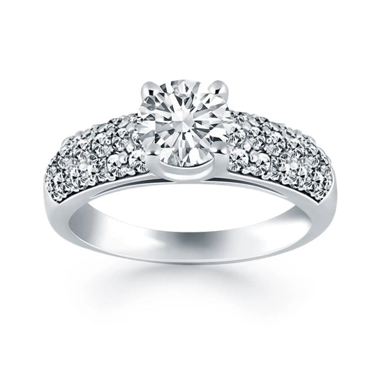 14k White Gold Tapered Pave Diamond Wide Band Engagement Ring RCJ Rings  CELESTIA LUXE JEWELLERS