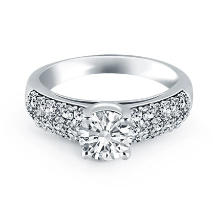 14k White Gold Tapered Pave Diamond Wide Band Engagement Ring RCJ Rings  CELESTIA LUXE JEWELLERS