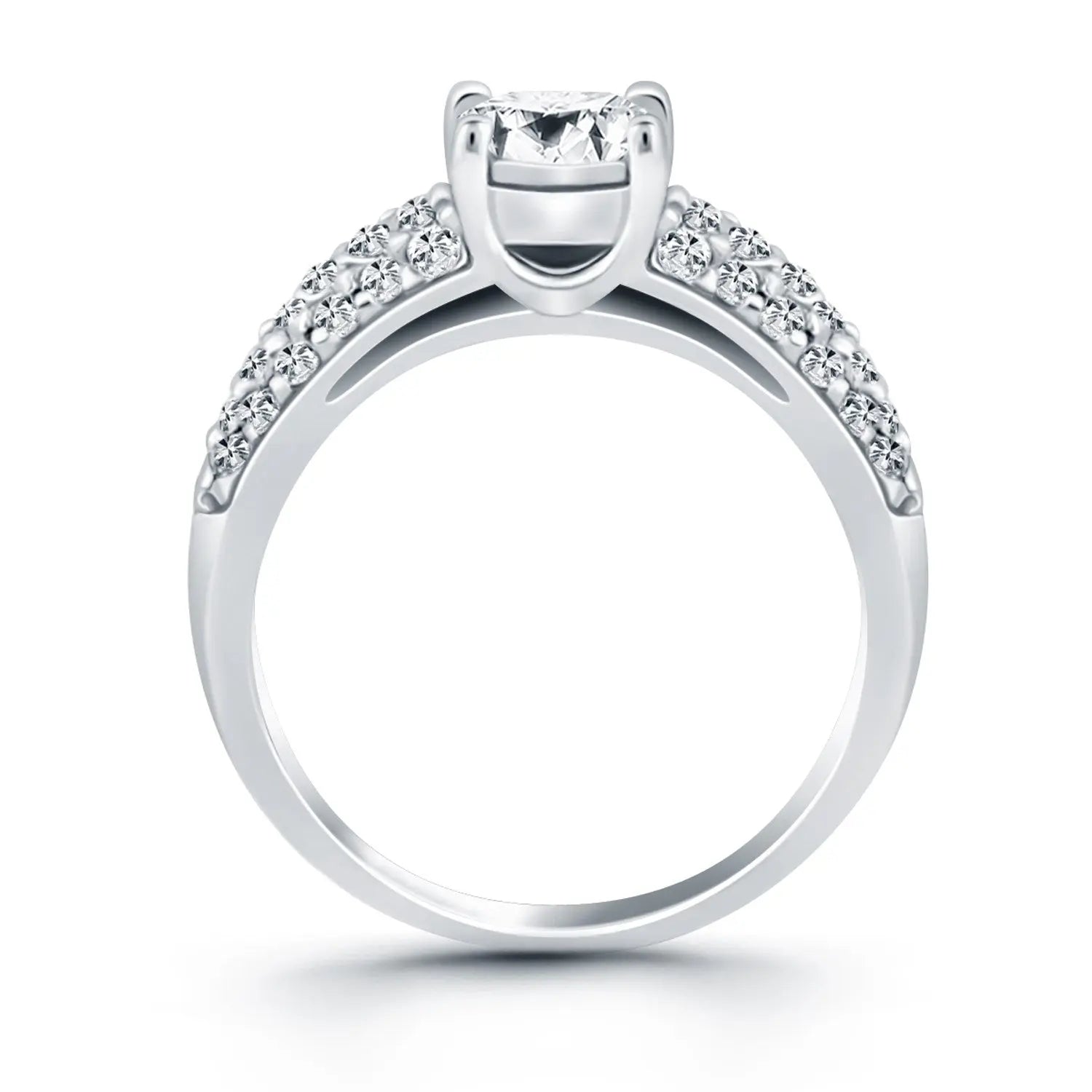 14k White Gold Tapered Pave Diamond Wide Band Engagement Ring RCJ Rings  CELESTIA LUXE JEWELLERS