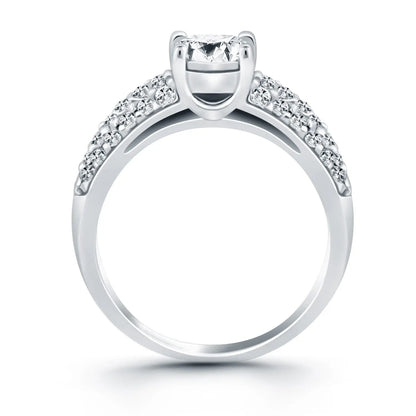 14k White Gold Tapered Pave Diamond Wide Band Engagement Ring RCJ Rings  CELESTIA LUXE JEWELLERS