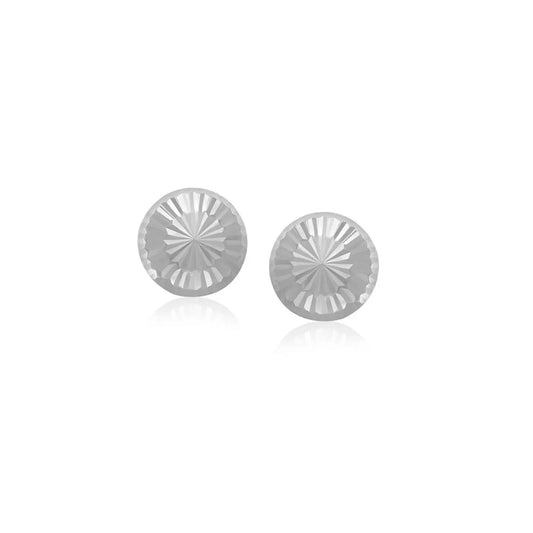 14k White Gold Textured Flat Style Stud Earrings(6mm) RCJ Earrings  CELESTIA LUXE JEWELLERS