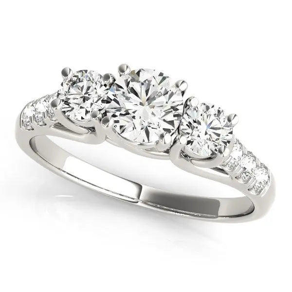 14k White Gold Trellis Set 3 Stone Round Diamond Engagement Ring (1 1/8 cttw) RCJ Rings  CELESTIA LUXE JEWELLERS