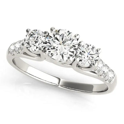 14k White Gold Trellis Set 3 Stone Round Diamond Engagement Ring (1 1/8 cttw) RCJ Rings  CELESTIA LUXE JEWELLERS
