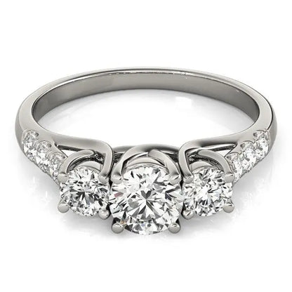 14k White Gold Trellis Set 3 Stone Round Diamond Engagement Ring (1 1/8 cttw) RCJ Rings  CELESTIA LUXE JEWELLERS