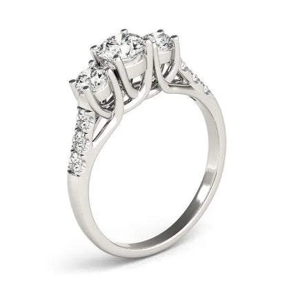 14k White Gold Trellis Set 3 Stone Round Diamond Engagement Ring (1 1/8 cttw) RCJ Rings  CELESTIA LUXE JEWELLERS