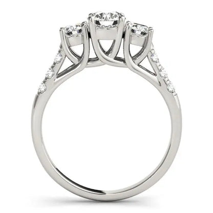 14k White Gold Trellis Set 3 Stone Round Diamond Engagement Ring (1 1/8 cttw) RCJ Rings  CELESTIA LUXE JEWELLERS