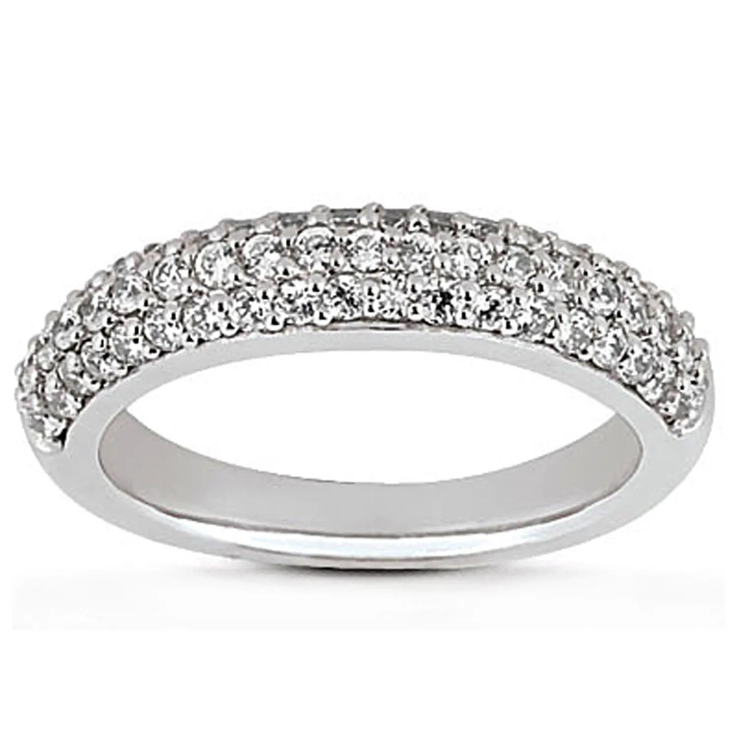14k White Gold Triple Multi-Row Micro- Pave Diamond Wedding Ring Band RCJ Rings  CELESTIA LUXE JEWELLERS