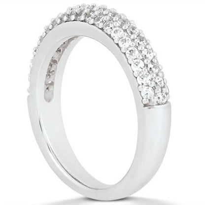 14k White Gold Triple Multi-Row Micro- Pave Diamond Wedding Ring Band RCJ Rings  CELESTIA LUXE JEWELLERS