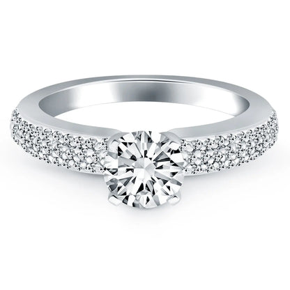 14k White Gold Triple Row Pave Diamond Engagement Ring RCJ Rings  CELESTIA LUXE JEWELLERS