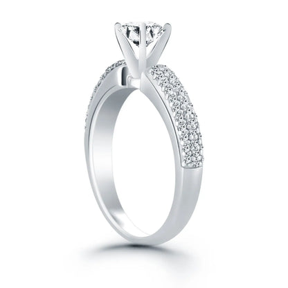 14k White Gold Triple Row Pave Diamond Engagement Ring RCJ Rings  CELESTIA LUXE JEWELLERS