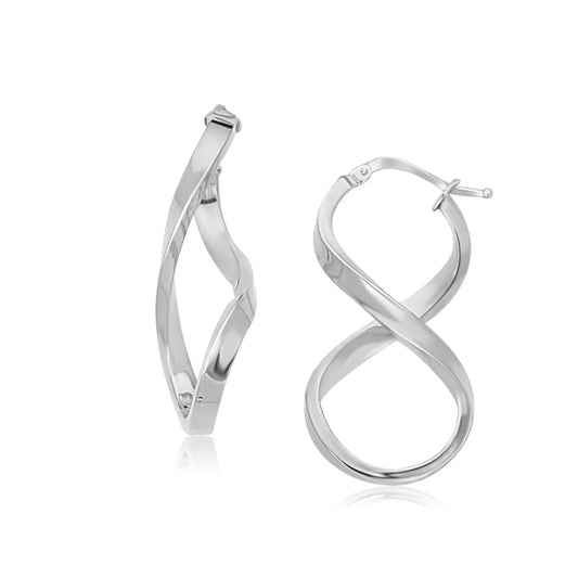 14k White Gold Twist Motif Polished Hoop Earrings RCJ Earrings  CELESTIA LUXE JEWELLERS