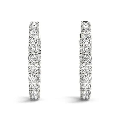 14k White Gold Two Sided Prong Set Diamond Hoop Earrings (3 1/2 cttw) RCJ Earrings  CELESTIA LUXE JEWELLERS