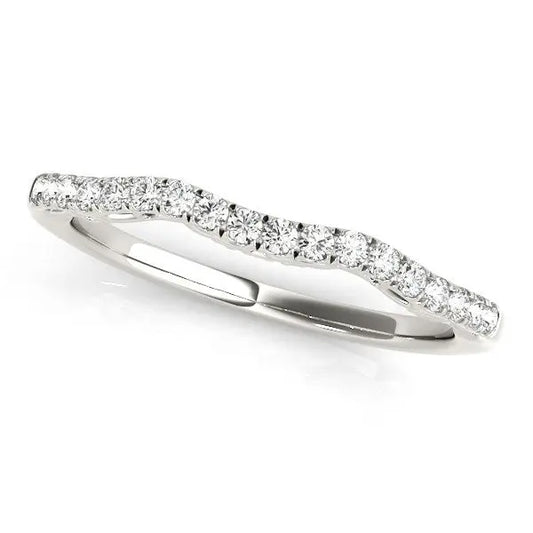 14k White Gold Wave Motif Diamond Wedding Band (1/5 cttw) RCJ Rings  CELESTIA LUXE JEWELLERS