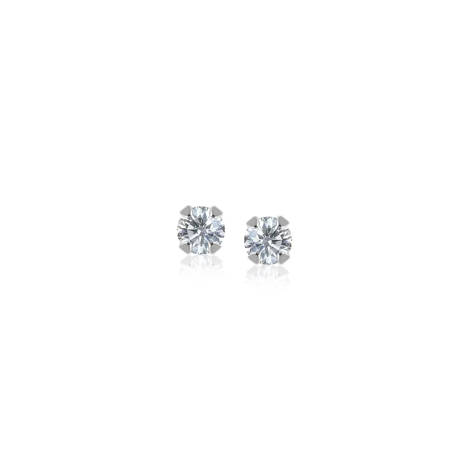 14k White Gold White Cubic Zirconia Stud Earrings(2mm) RCJ Earrings  CELESTIA LUXE JEWELLERS