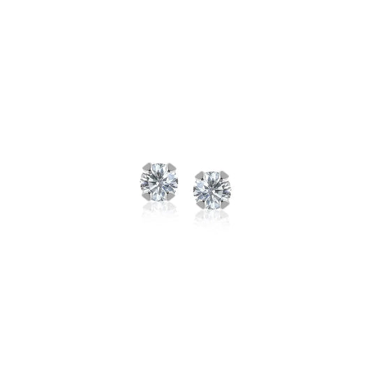 14k White Gold White Cubic Zirconia Stud Earrings(2mm) RCJ Earrings  CELESTIA LUXE JEWELLERS