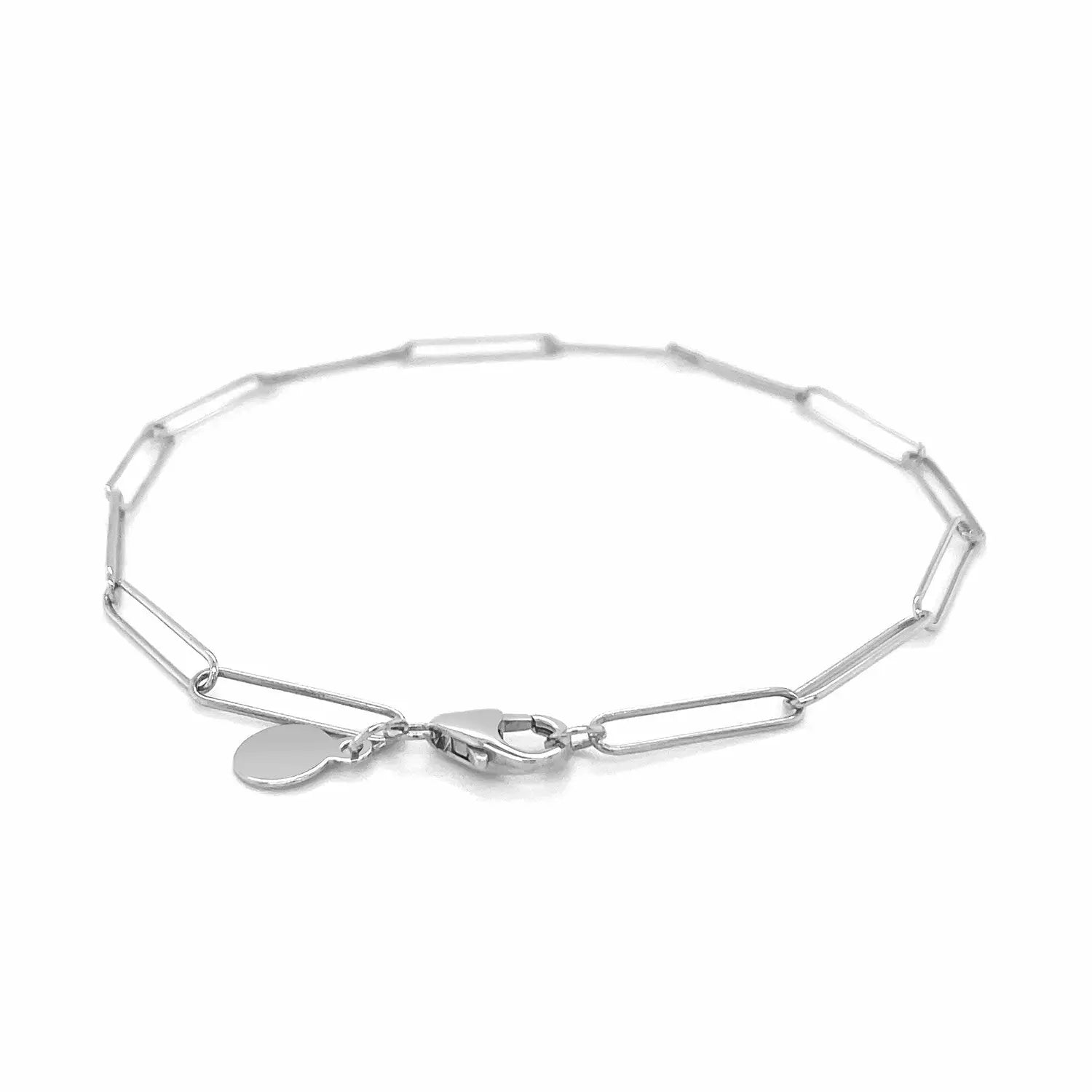 14k White Gold Wire Paperclip Bracelet  (2.70 mm) RCJ Bracelets  CELESTIA LUXE JEWELLERS