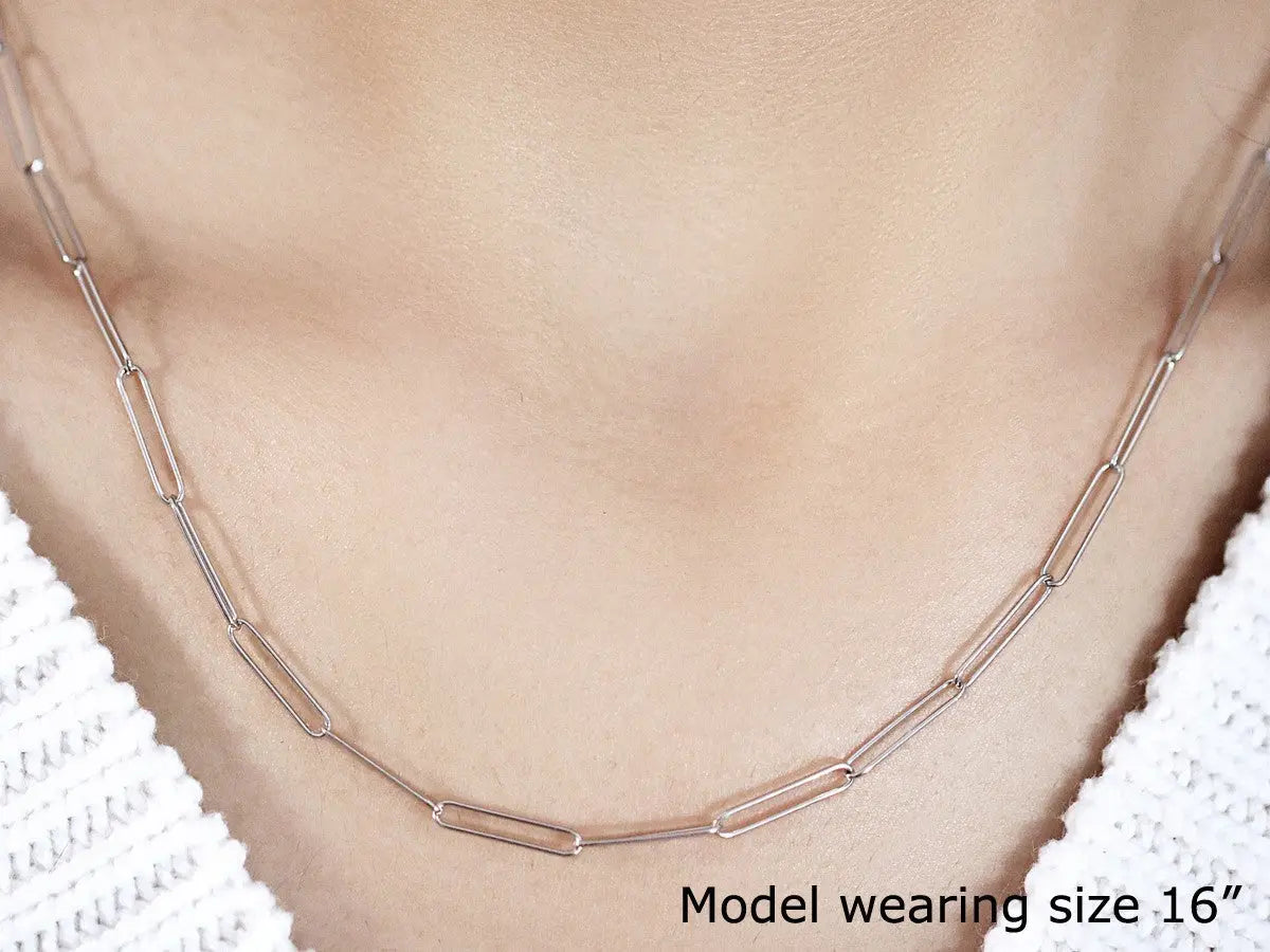 14k White Gold Wire Paperclip Chain (2.7 mm) RCJ Chains  CELESTIA LUXE JEWELLERS