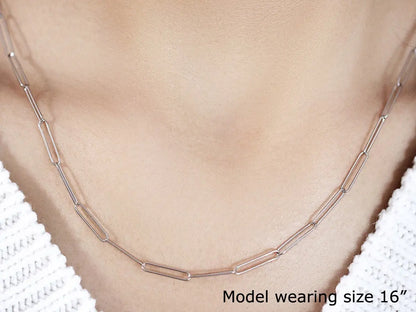 14k White Gold Wire Paperclip Chain (2.7 mm) RCJ Chains  CELESTIA LUXE JEWELLERS