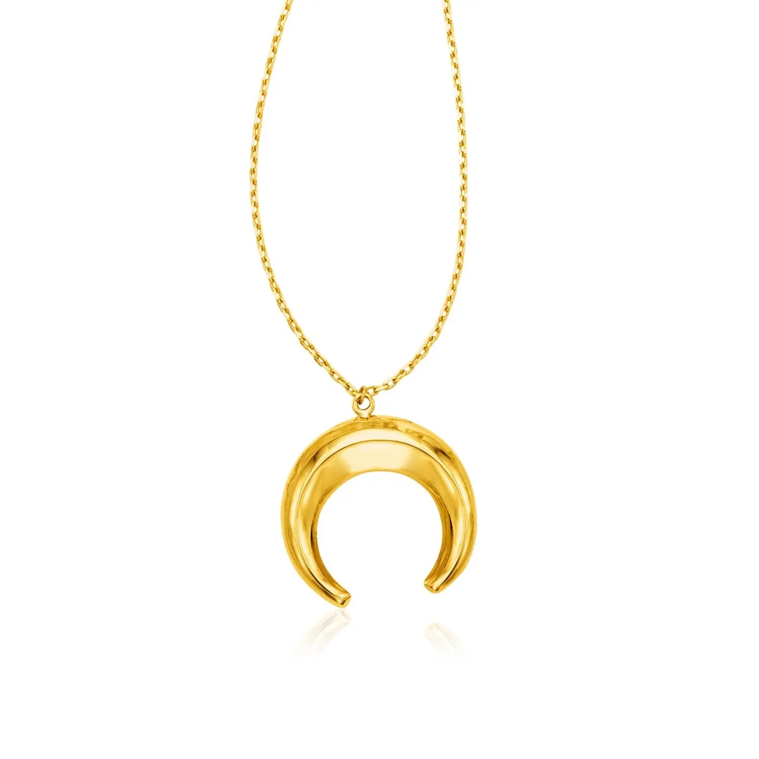 14k Yellow Gold 17 inch Necklace with Domed Moon Motif Pendant RCJ Necklaces  CELESTIA LUXE JEWELLERS